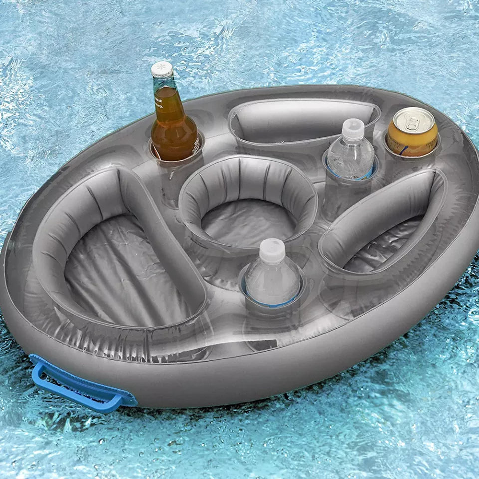 Summer Inflatable Float Beer Drinking Cooler Table Water Play Float Beer Tray Party Bucket Cup Holder for Swimming Pool Party