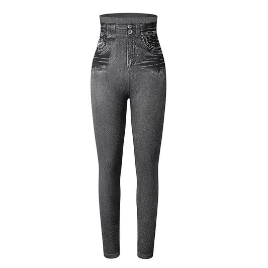 Womens Denim Jean High Waisted Legging