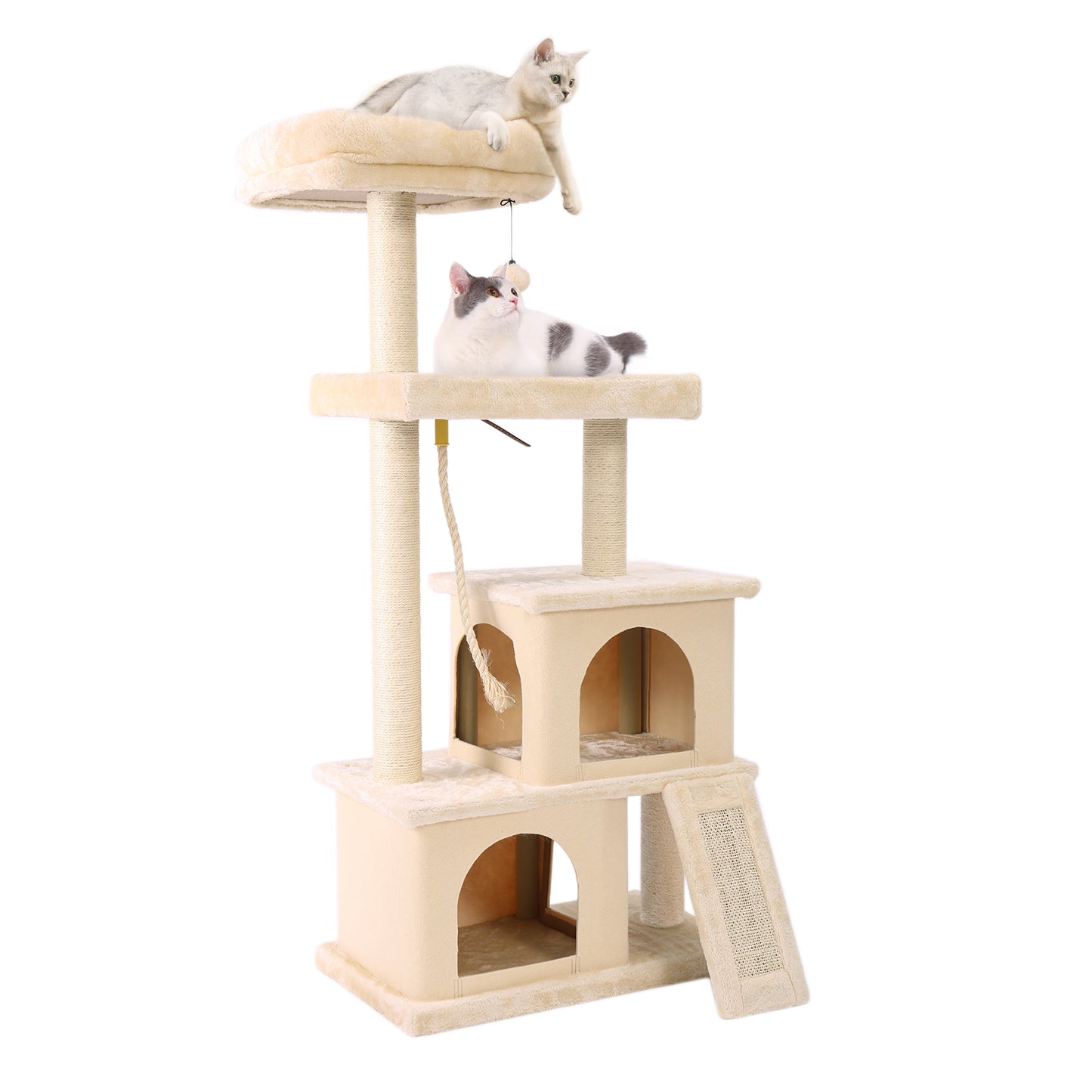 Free Shipping 180CM Multi-Level Cat Tree For Cats With Cozy Perches Stable Cat Climbing Frame Cat Scratch Board Toys Gray&Beige