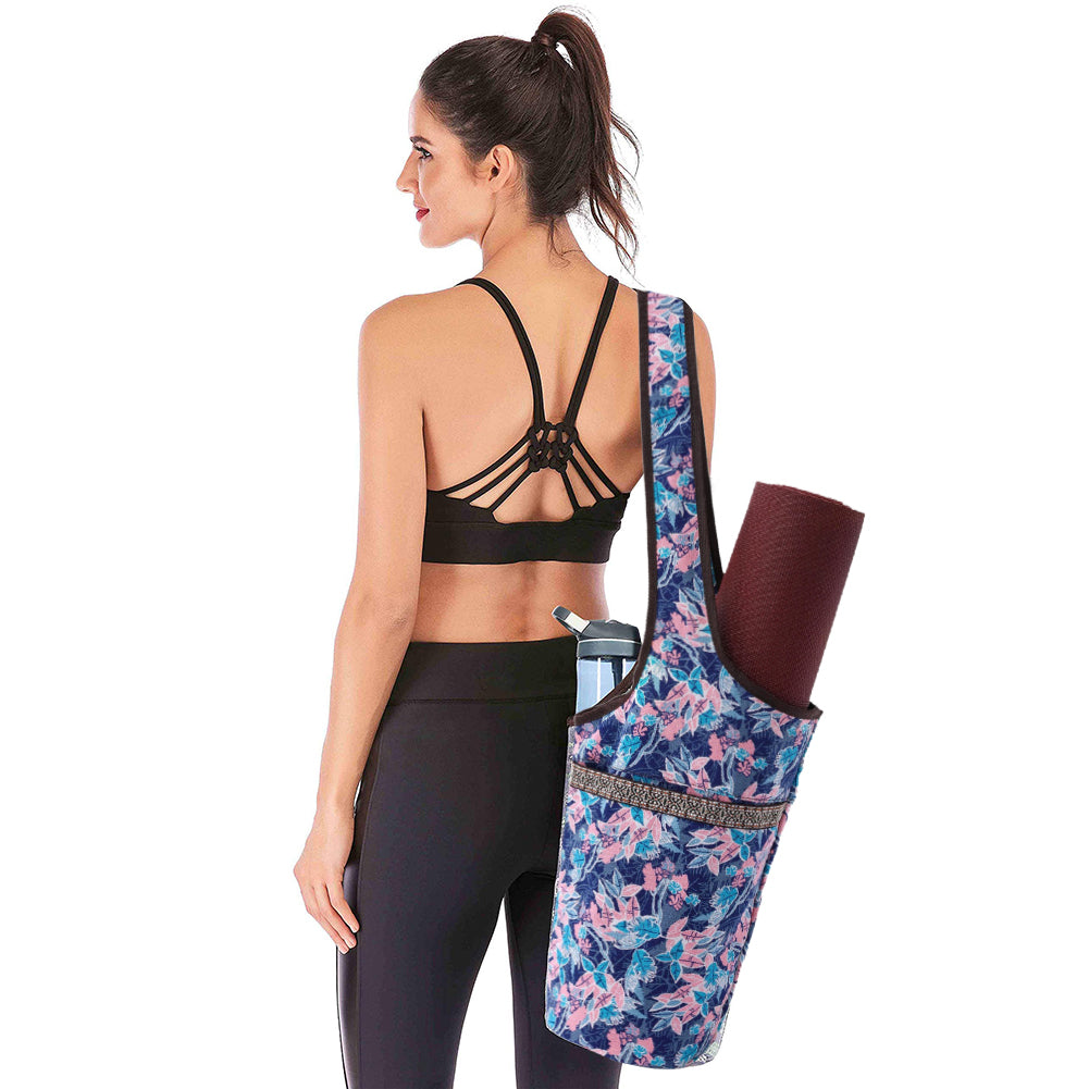 Fashion Yoga Mat Bag Canvas Yoga Bag Large Size Zipper Pocket Fit Most Size Mats Yoga Mat Tote Sling Carrier Fitness Supplies