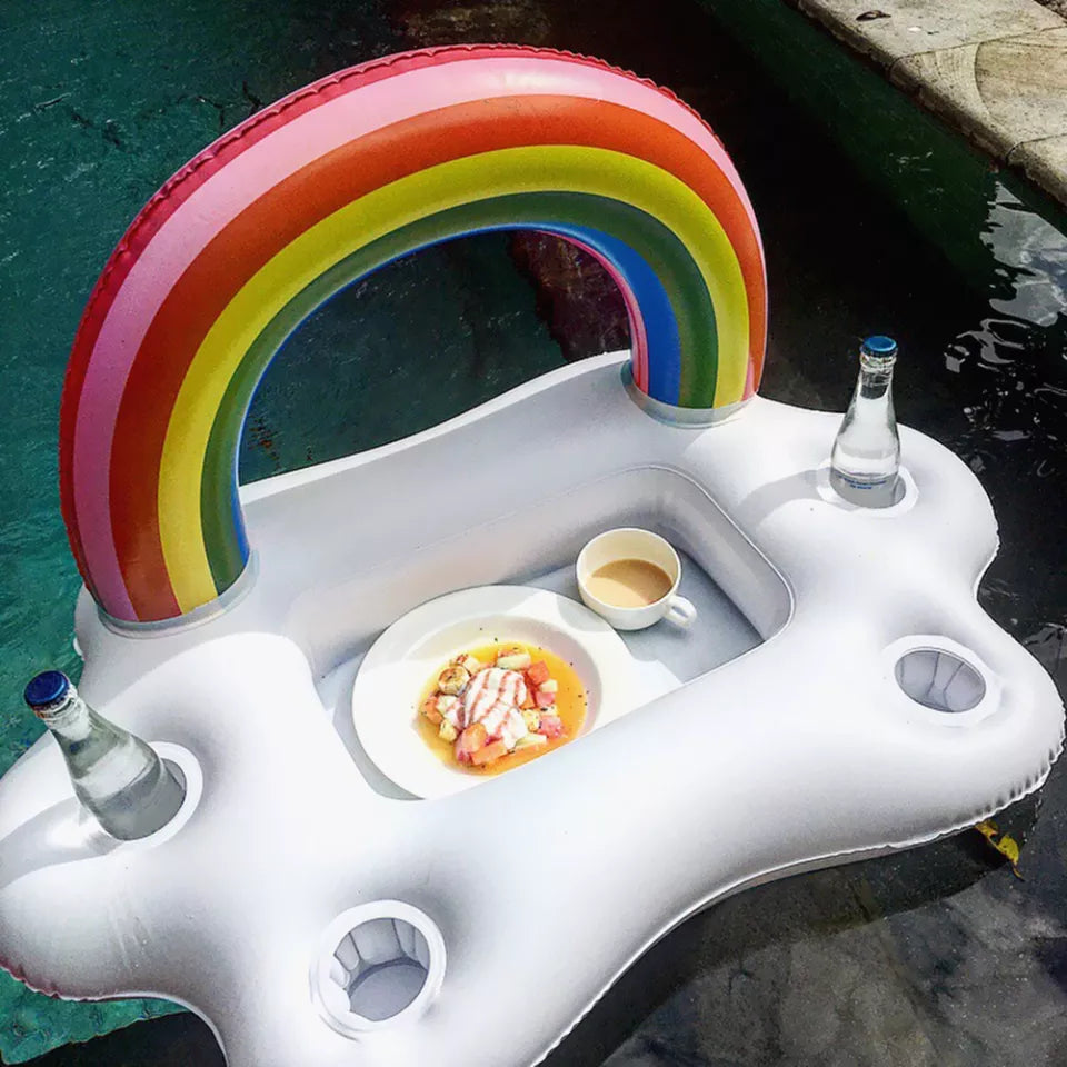 Summer Inflatable Float Beer Drinking Cooler Table Water Play Float Beer Tray Party Bucket Cup Holder for Swimming Pool Party