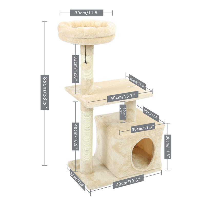 Free Shipping 180CM Multi-Level Cat Tree For Cats With Cozy Perches Stable Cat Climbing Frame Cat Scratch Board Toys Gray&Beige