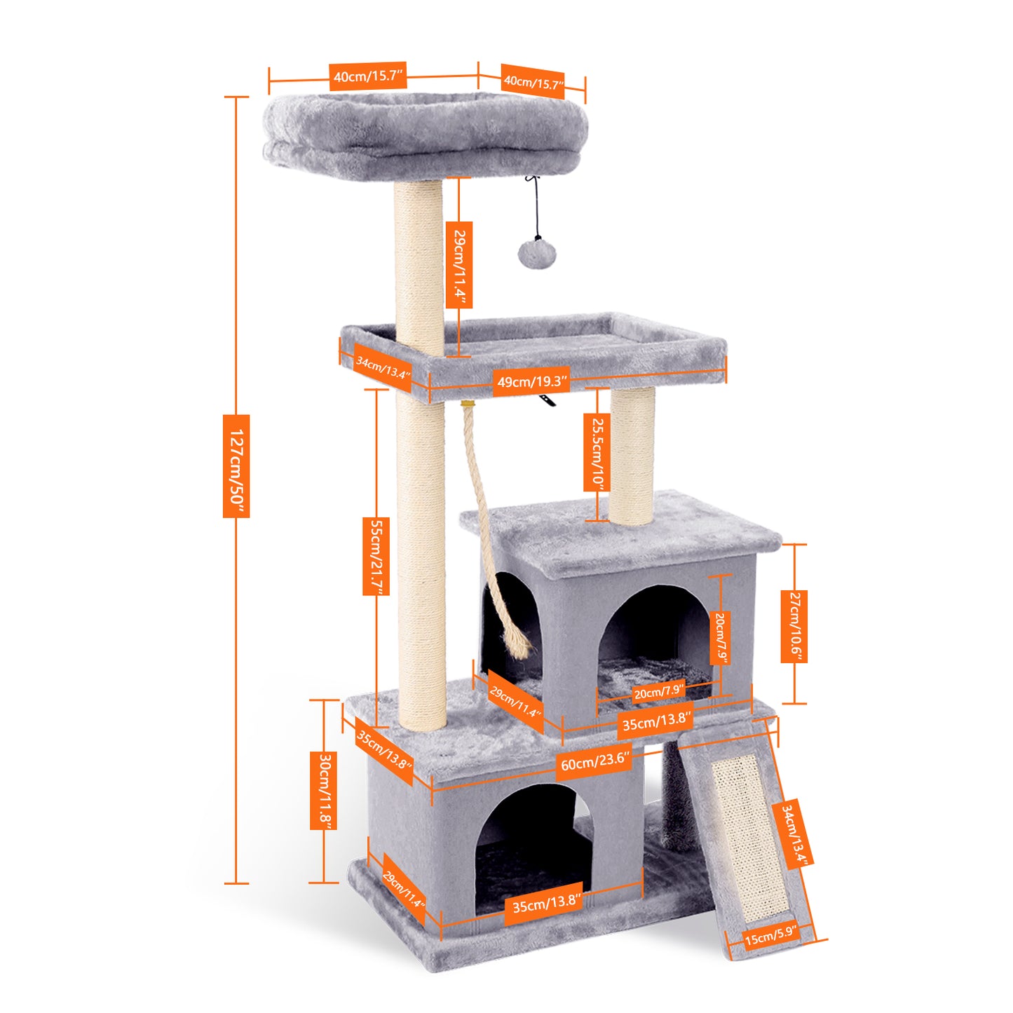 Free Shipping 180CM Multi-Level Cat Tree For Cats With Cozy Perches Stable Cat Climbing Frame Cat Scratch Board Toys Gray&Beige