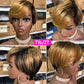 Short Pixie Cut Wig Cheap Human Hair Wigs Straight Bob Wigs With Bangs Full Machine Human Hair Wig for Black Women Black & Ombre