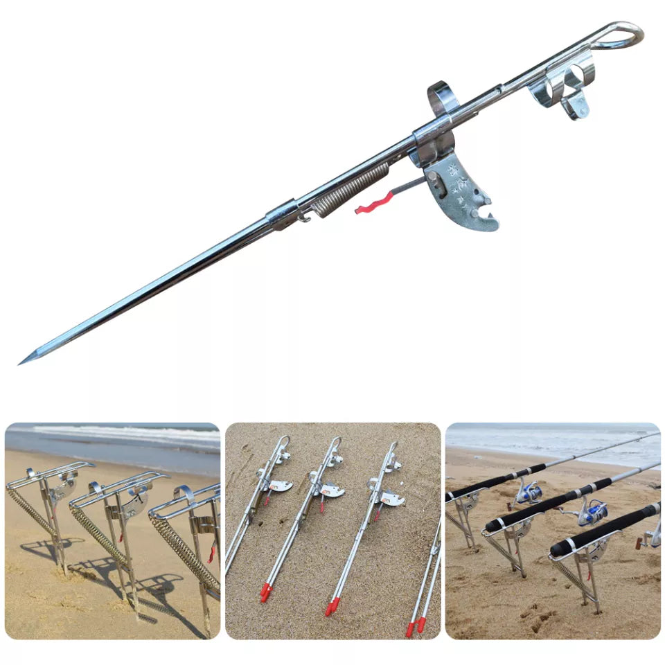 Stainless Steel Fishing Rod Holder Automatic Adjustable Sea Pole Ground Bracket Spring Support Stand Fishing Tool Accessories