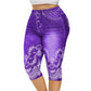 Printed False Denim Yoga Pant 3\4 Women Jeans Leggings High Waist Breeches  Pants Super Elastic Jeggings Plus Size 5XL