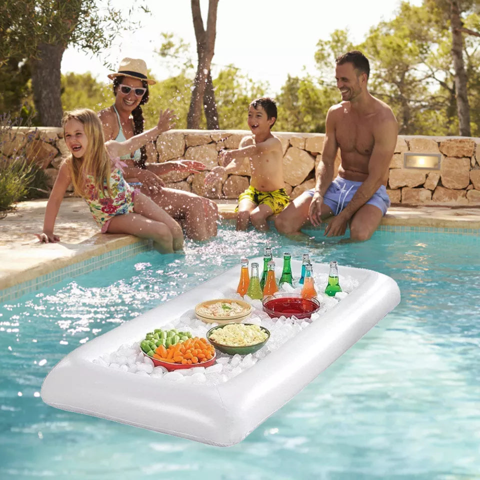 Pool Float Beer Table Drinking Cooler Table Bar Tray Beach Swimming Ring Inflatable Air Mattress Pool Water Food Drink Holder