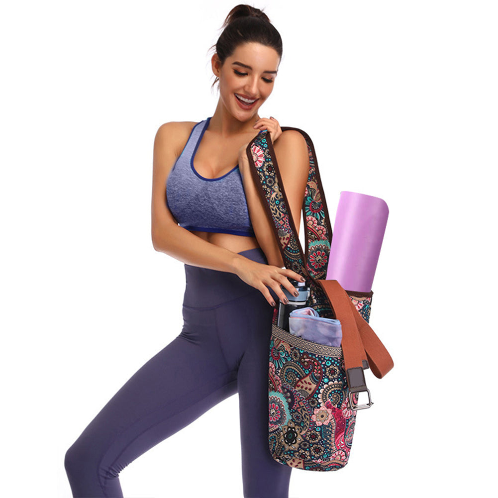 Fashion Yoga Mat Bag Canvas Yoga Bag Large Size Zipper Pocket Fit Most Size Mats Yoga Mat Tote Sling Carrier Fitness Supplies