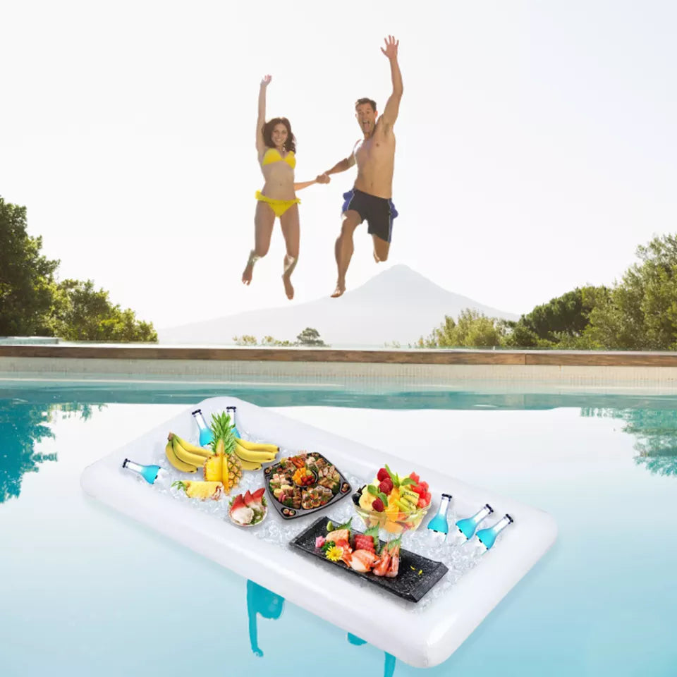 Pool Float Beer Table Drinking Cooler Table Bar Tray Beach Swimming Ring Inflatable Air Mattress Pool Water Food Drink Holder