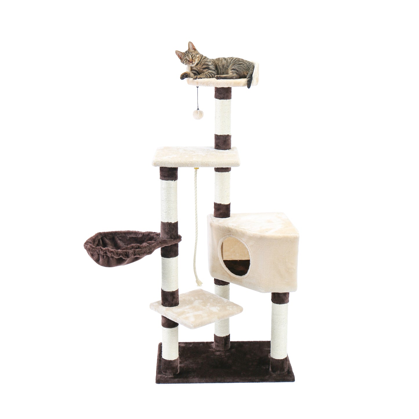 Free Shipping 180CM Multi-Level Cat Tree For Cats With Cozy Perches Stable Cat Climbing Frame Cat Scratch Board Toys Gray&Beige