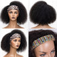 Headband Wig Human Hair Afro Kinky Curly Wigs Bob Wig Bouncy Jerry Curl Human Hair Wigs For Women Full Machine Wig 200 Density