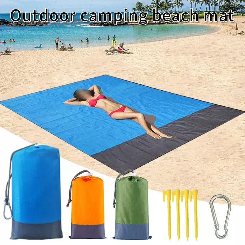 Large Size Beach Towels Mat Sand Beach Blanket Sand Proof Oversized Pocket Beach Swimming Pool Mat Beach Accessories Picnic Mat