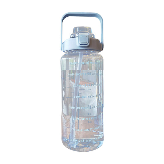 Large Capacity Sports Water Bottle Time Marker Leak-Proof Water Bottles With Straw 2000ml Drinking Bottle Fitness Sports Bottle