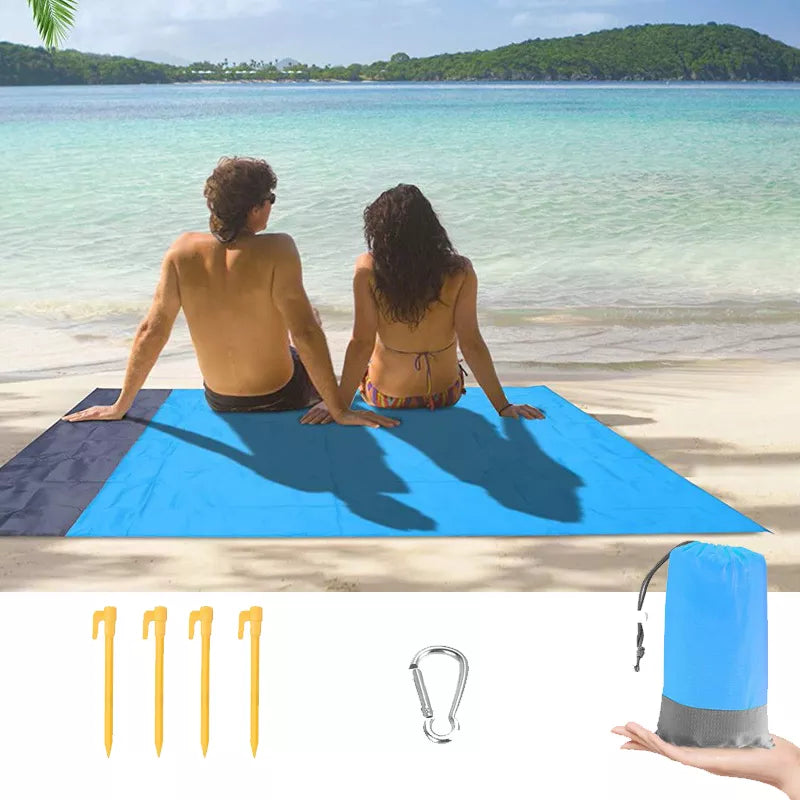 Large Size Beach Towels Mat Sand Beach Blanket Sand Proof Oversized Pocket Beach Swimming Pool Mat Beach Accessories Picnic Mat