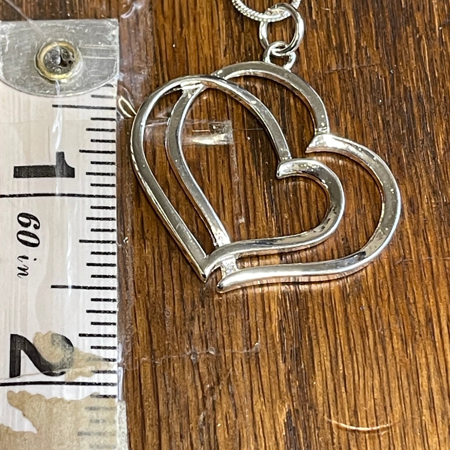 Double Heart Silver Necklace