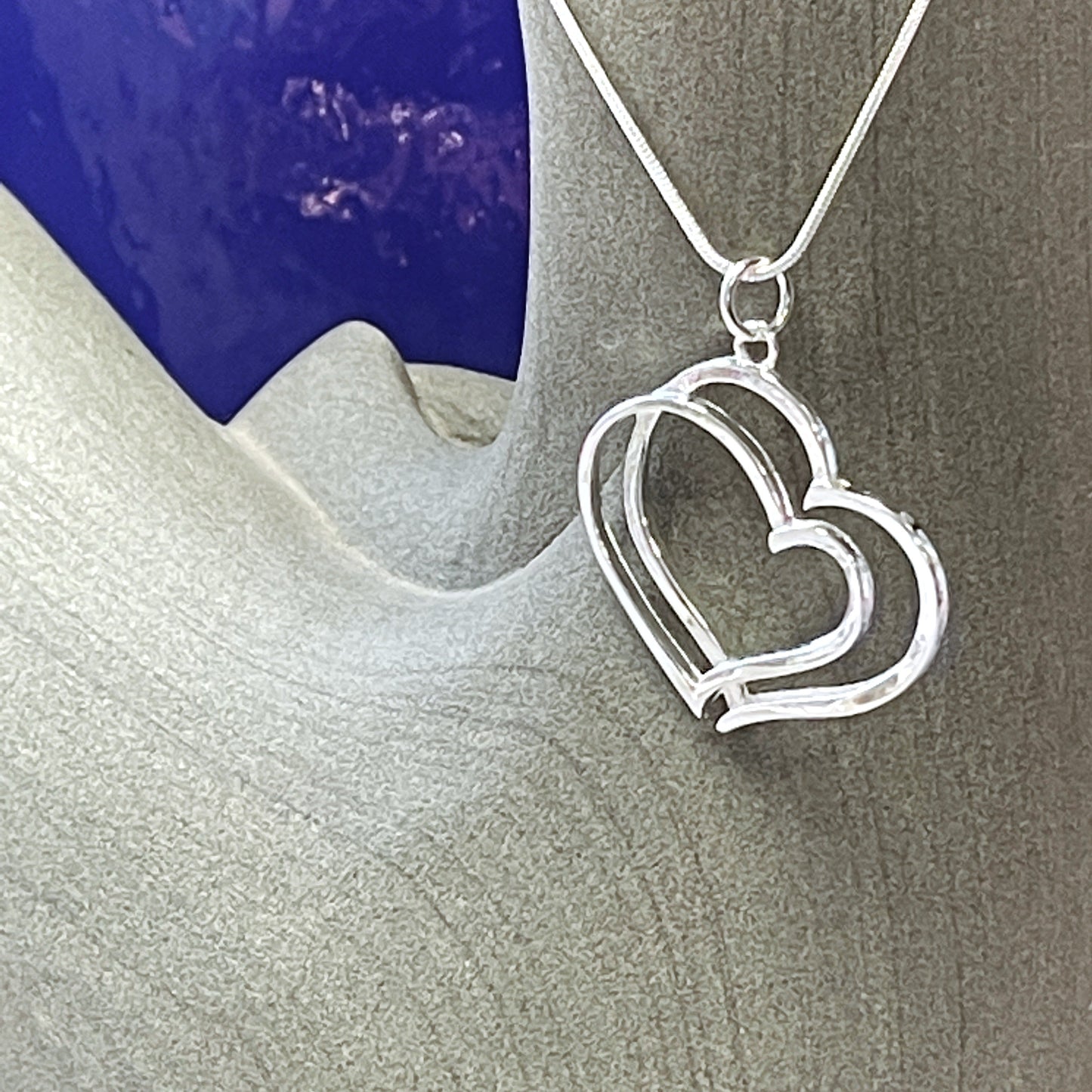 Double Heart Silver Necklace