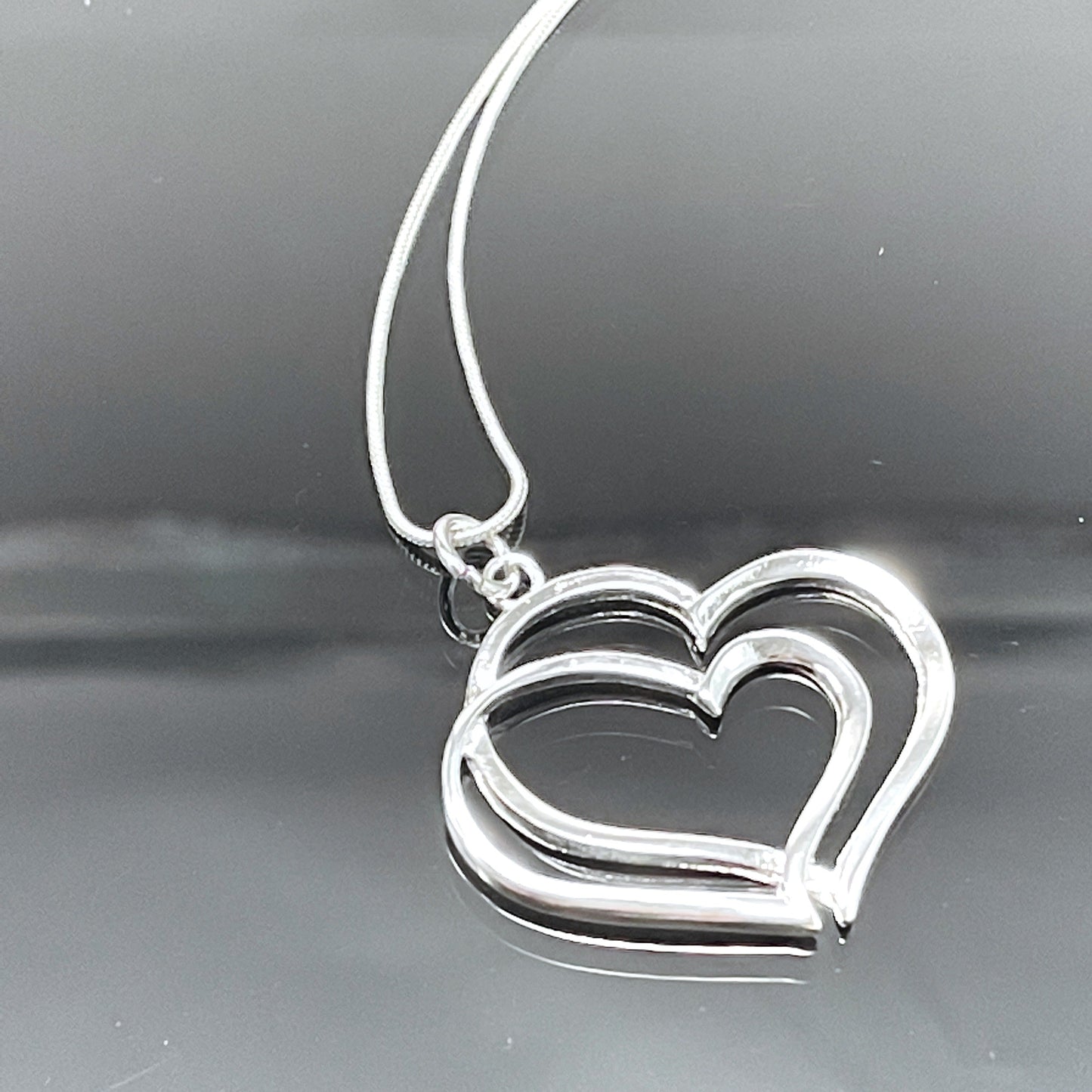 Double Heart Silver Necklace